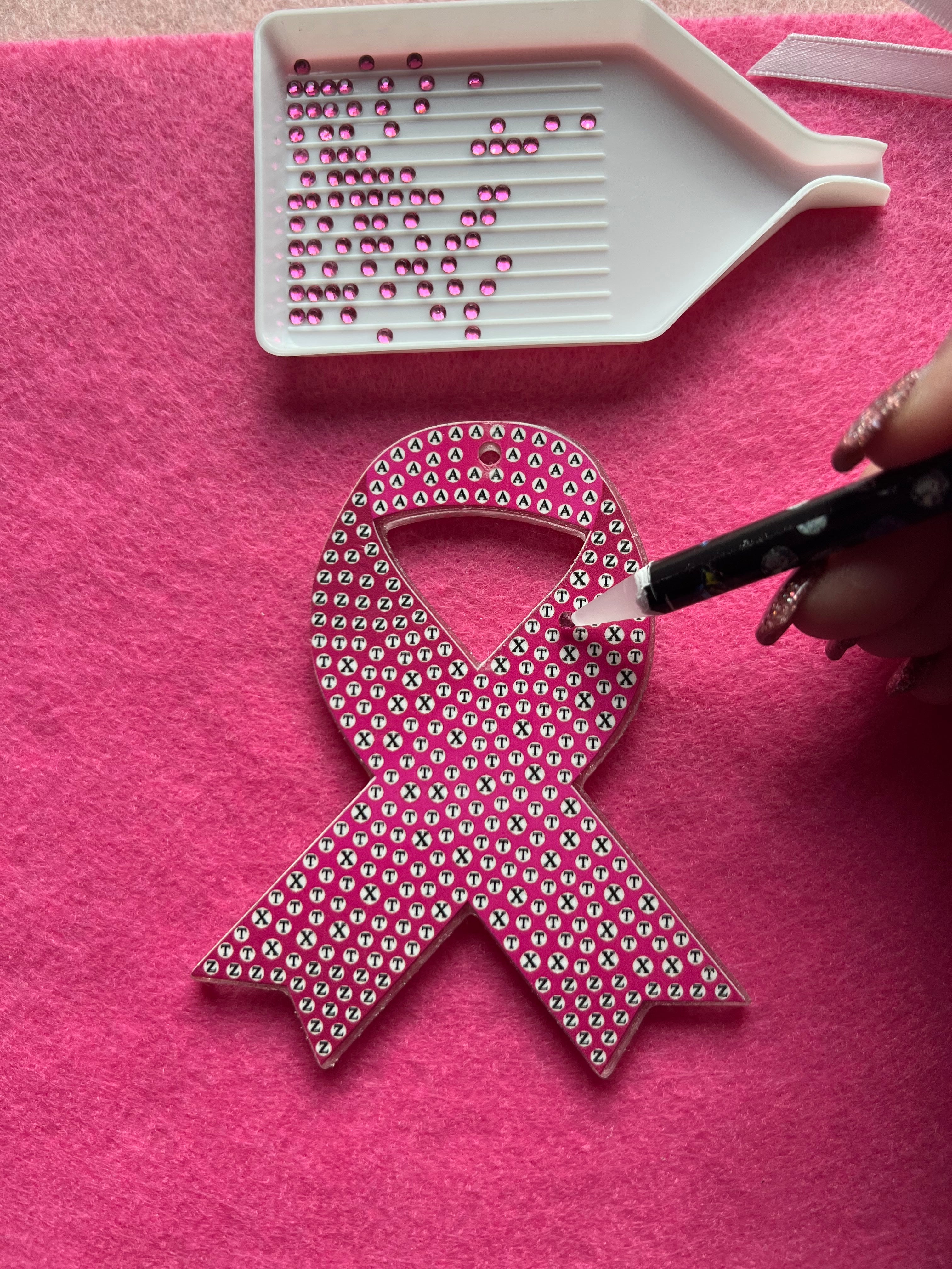 Breast Cancer Pink Ribbon Diamond Painting Ornament KIT