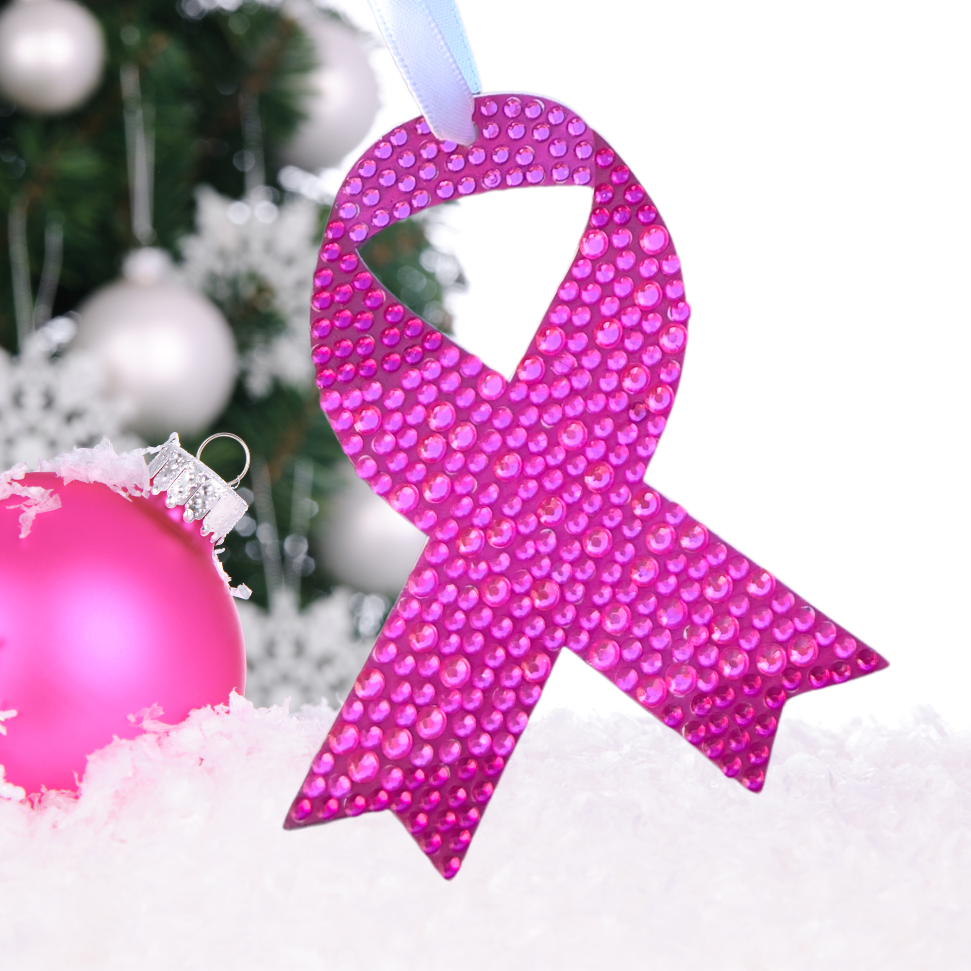 Breast Cancer Pink Ribbon Ornament