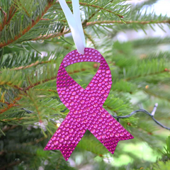 Breast Cancer Pink Ribbon Ornament